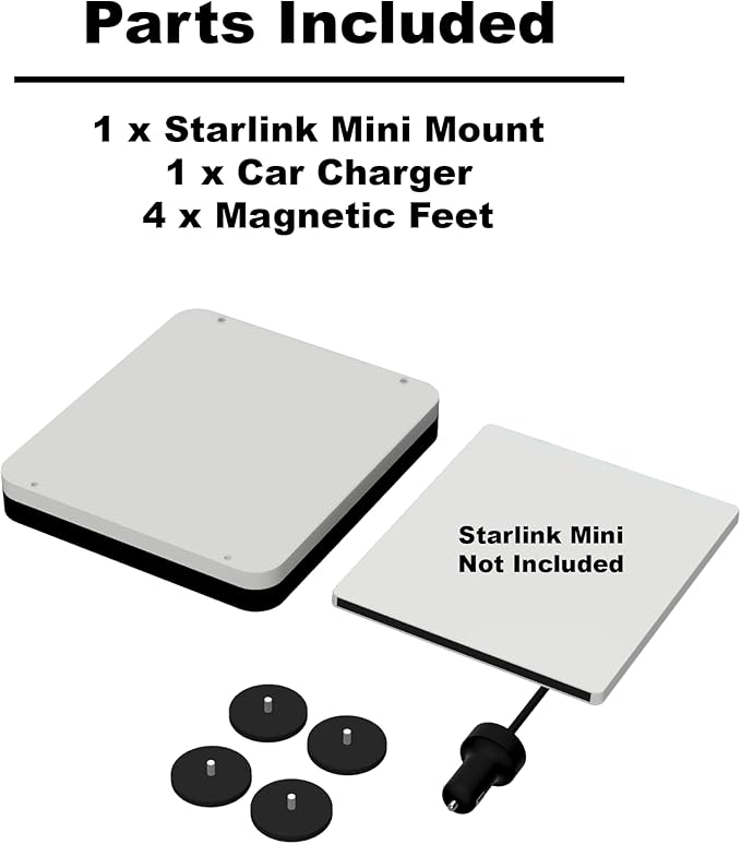 Starlink Mount Ultra-Durable Kit for Campers, RVs, UTVs, Trucks, & Cars | USA Made | Interior and Exterior Vehicle Installation | Hardtop Complete Coverage (Add Car Charger, Mount + Magnets)