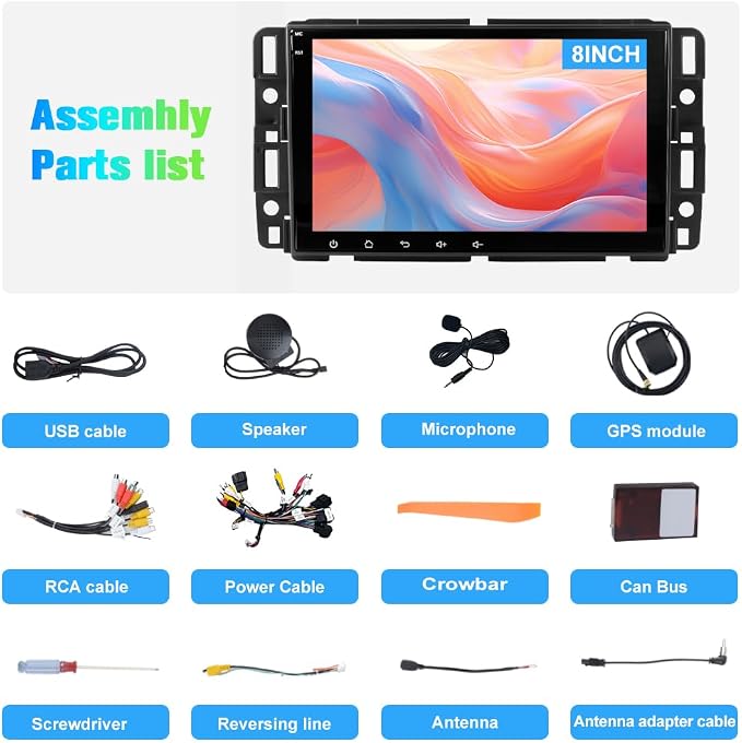 AWESAFE 8" Touch Screen Car Stereo for Chevy Silverado GMC Sierra Yukon, Android Silverado Radio Replacement with Wireless CarPlay & Android Auto, GPS Navigation Bluetooth WiFi SWC Backup Camera