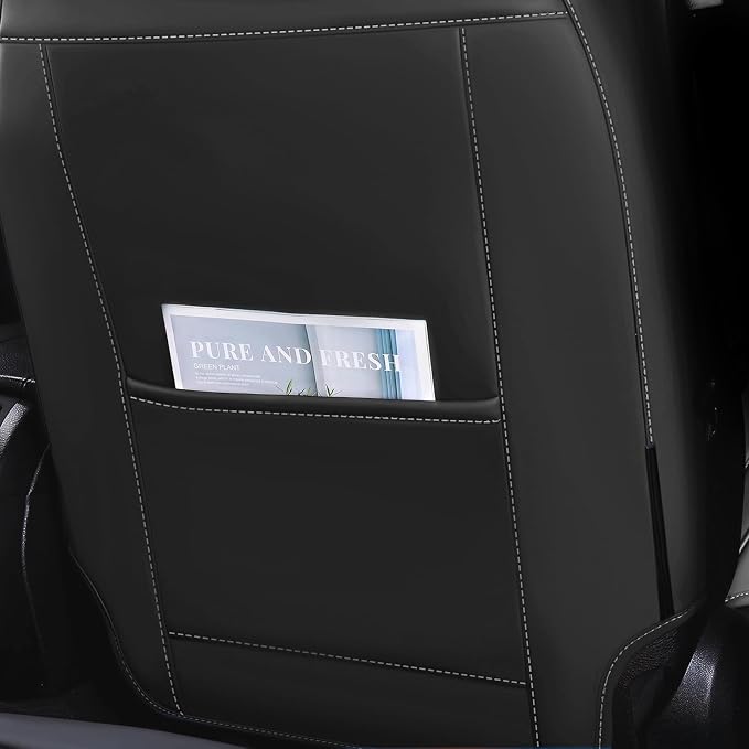 Arazi Fit for 98% of Mazda Seat Covers, 360° Full Wrap Original Seat Cover, Waterproof Nappa Leather Seat Covers with Big Space Storage Pocket Seat Protector(2 Seats Standard, Black&Gray)