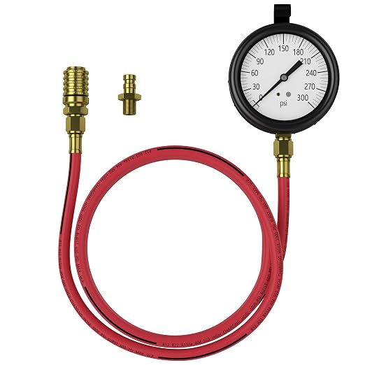 Moker TU-32-20 Compuchek Fuel Pressure Test Gauge, 0-300 PSI, Fits Cummins & Other Diesel Engines with Compuchek Ports, 6-Foot Hose for Road Testing