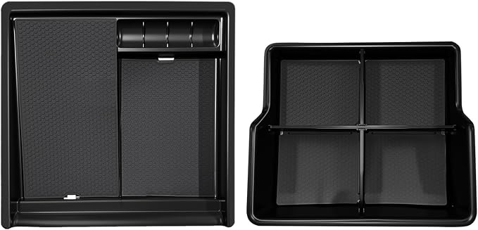 BestEvMod 2PCS Front Center Console Organizer Compatible with Chevrolet Silverado EV WT 2026 2025 2024 Pickup Armrest Storage Box Divider Trays NOT Fit ICE or RST/LT Models (Front Console)