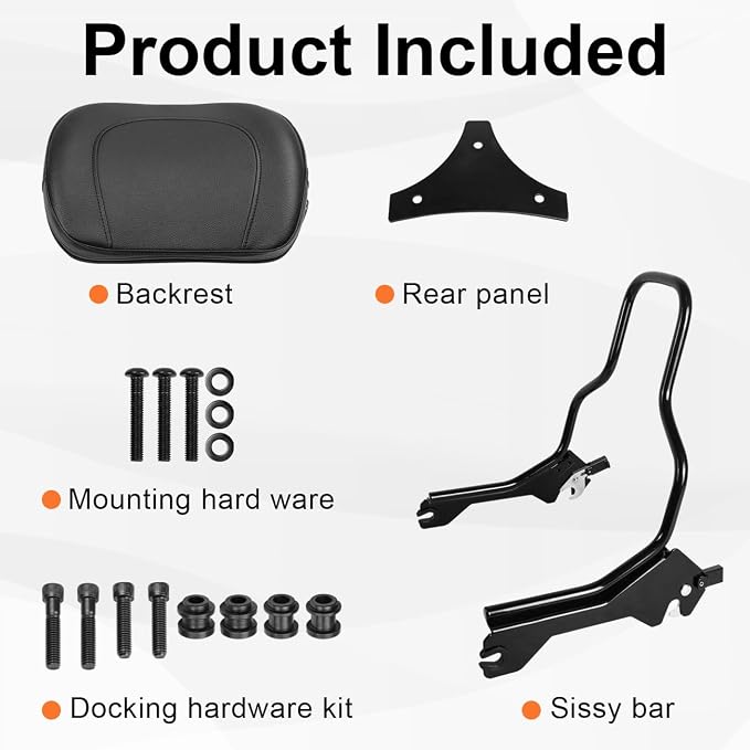 AUFER Rear Upright Passenger Backrest Sissy Bar with Pad & Docking Hardware Kit Compatible With For 2018-UP Harley Softail Fat Boy FLFB FLFBS Breakout FXBR FXBRS