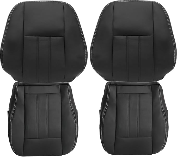 FZJDSD Black Driver & Passenger Side Bottom & Top Microfiber Leather Seat Covers Compatible with Chrysler Town and Country 2011 2012 2013 2014 2015 2016 Compatible with Dodge Grand Caravan 2008-2020