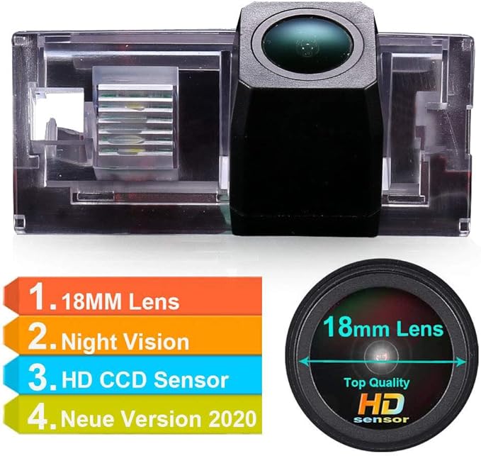 HD IP68 170° Night Vision Reversing Plate Light License Rear View Backup Camera Compatible with BMW 3er E46 Touring Limo Compact Limousine Convertible 4D 5D 316i 318i 320d 323i 328i 330ci 325xi (7021)