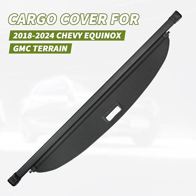 Trunk Cargo Cover for Chevy Equinox GMC Terrain 2018-2024, with Carbon Fiber Texture Ends, Anti - Peeping Retractable Security Shade for Privacy, SUV Accessories (No Equinox EV)