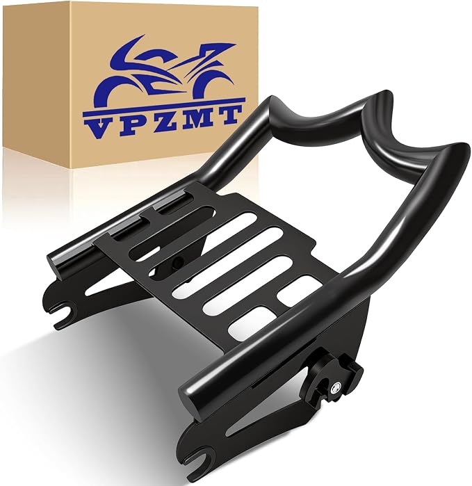 Black Crown Detachable Mounting Luggage Rack for 2009-2025 2026 Harley Touring Street Glide, Electra Glide, Road King, Road Glide Models Rear Grab Handles Brackets