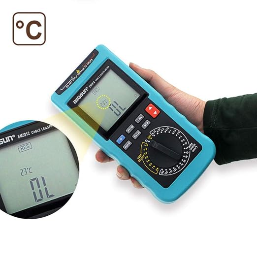 allsun Digital Electric Cable Resistance Tester Cable Wire Length Meter Ohm Resistance Meter Up to 30KM/100000 ft Measured in m㎡(NOT AWG)