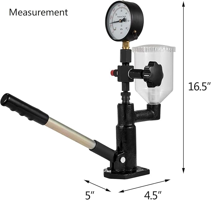 400Bar 6000PSI Diesel Fuel Injector Tester, Diesel Injector Nozzle Tester with Dual Scale Gauge to Adjust Injector Nozzle Pressure and Testing Diesel Injector Nozzle Pop Pressure Tester