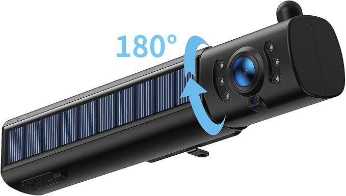 Solar Wireless Backup Camera 3 Mins DIY Installation 5000 mAh Battery Powered Smart Vehicle Backup Cameras IP69K Waterproof Reverse Camera for Car, Van, SUV, Truck, Trailer- Compatible with CWT501