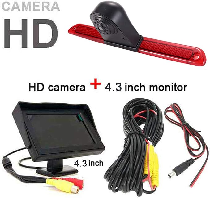 High Roof Mount 3rd Brake Light Rear View Backup Camera+4.3" inch TFT LCD Monitor Replacement for Van Mercedes Benz Sprinter W906/ VW Crafter Caravelle 2007-2015