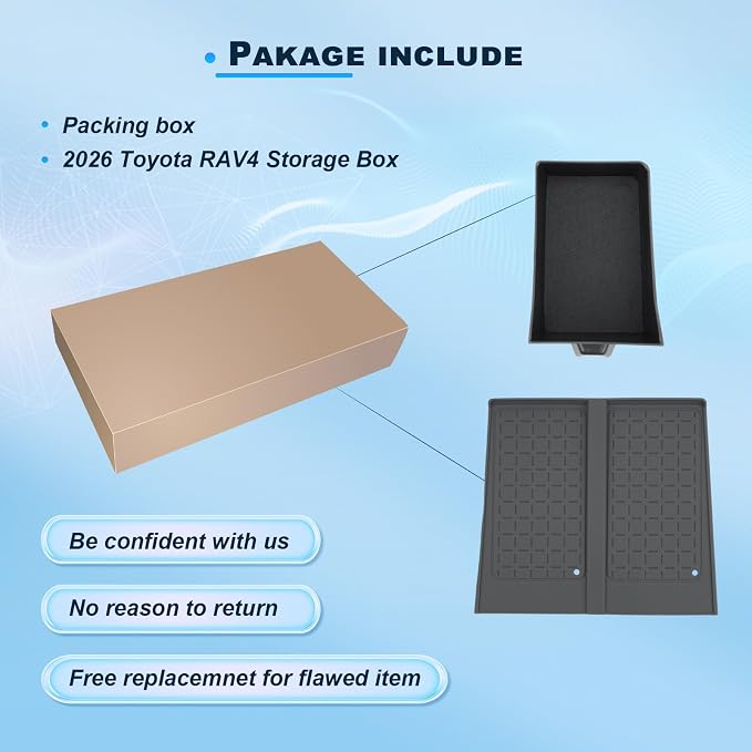 (2PCS) 2026 RAV 4 Wireless Charger Mat & Hidden Drawer Set for 2026 Toyota RAV 4 (6th Gen) Non-Slip Silicone Charging Pad Cover & Removable ABS Console Organizer, 2026 RAV 4 Interior Accessories