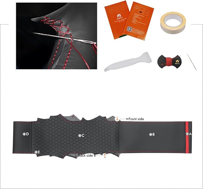 MEWANT Hand Sewn Steering Wheel Cover Wrap for Volvo VNL VNR FM FH 2017-2025 Steering Wheel Accessories for Volvo FM