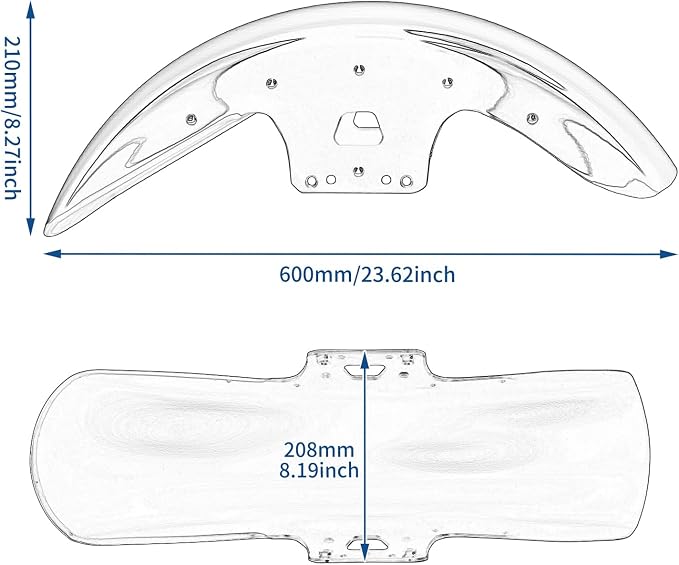 19 inch Front Fender Motorcycle Mudguard for Bagger Models Fit for Harley Touring Road King Electra Glide Street Glide Road Glide 2014-2023, Vivid Black