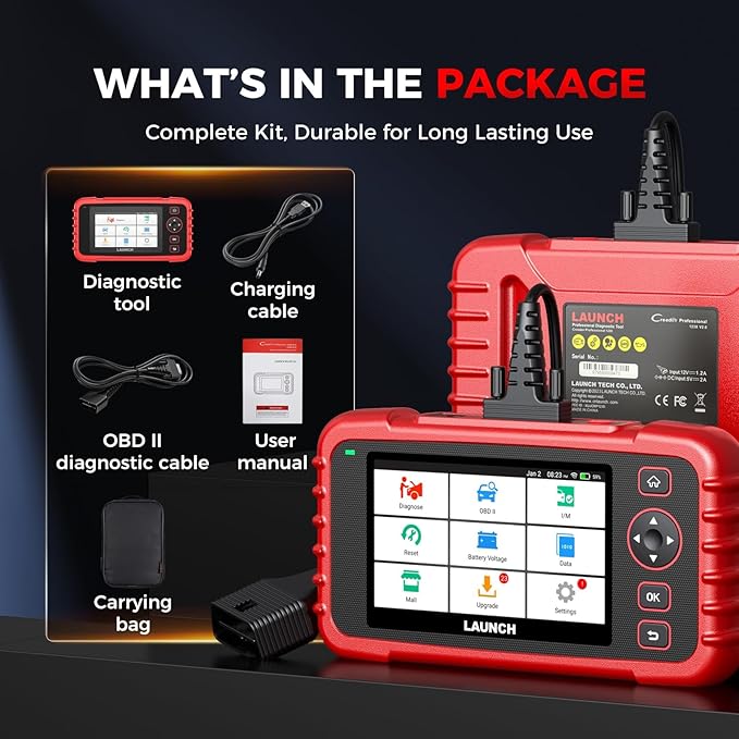 Launch OBD2 Scanner CRP123X Elite V2.0, 2025 Lifetime Free Update Diagnostic Scan Tool Car Engine Code Reader with Oil/Brake/SAS/BMS/D.P.F/ABS Bleeding/Throttle Reset, Auto VIN