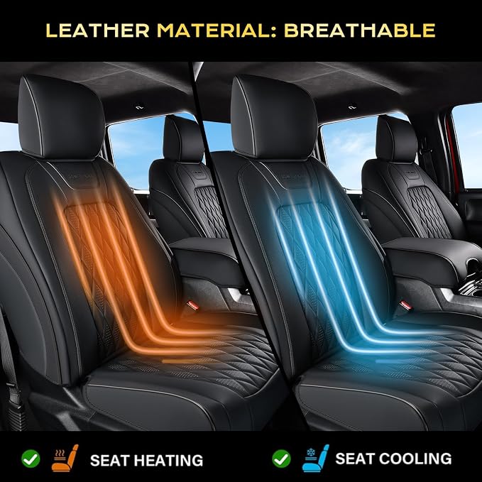 Coverado Leather Rear Seat Covers Fit for Ford F150 F250 F350 F450, Waterproof Ford Truck Rear Seat Covers Fit for 2015-2026 F150 & 2017-2026 F250 F350 F450 (Black)
