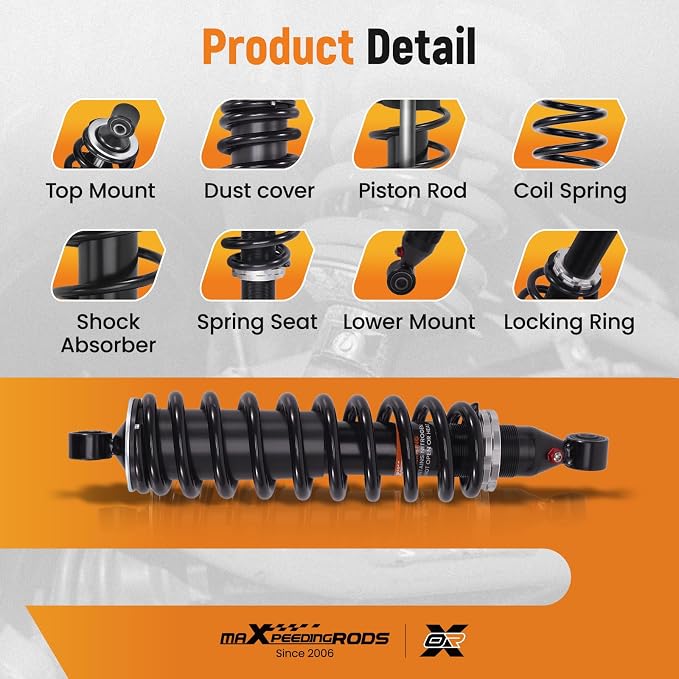 maXpeedingrods Front Struts Shock Absorber for 2000-2006 Honda Rancher 350 2x4 4x4 ES TRX350TE TRX350TM TRX350FE TRX350FM BF, Monotube Shock Replace 51400-HN5-671 51400-HN5-990