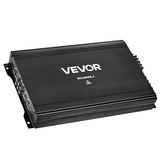VEVOR 4 Channel Car Audio Amplifier 2 Ohm Stable Bridgeable Class A/B Full Range Amp Max Power 4 x 250W @ 4 Ohm / 4 x 500W @ 2 Ohm for Car SUV Truck Off-Road