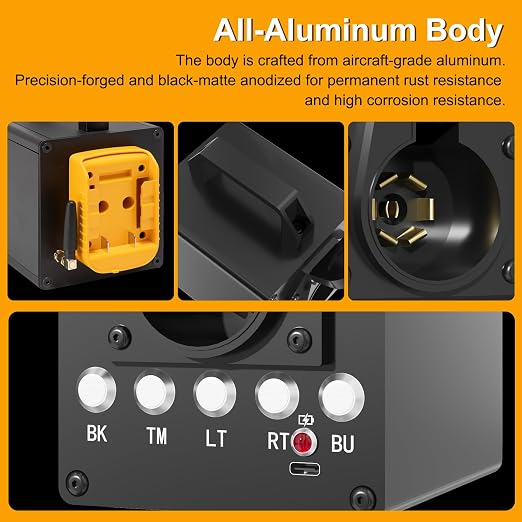 Portable Trailer Light Tester Box Compatible with De. Walt 20V Battery, Wireless Remote Control Operation, Fit for 7-Way Round & 3/4/5 Flat Pin Type