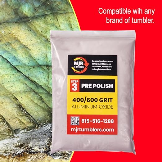 2lb of MJR Tumblers Premium 400/600 Pre-Polish Aluminum Oxide Rock Polishing Grit for Step/Stage 3, MJR Tumblers is a Disabled and Veteran Owned Company Proudly Located in USA