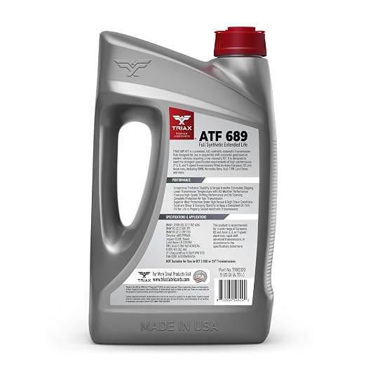 TRIAX ATF 689 Full Synthetic for ZF 6HP, 8HP, 9HP Transmissions | Compatible with Jeep, Chrysler, Dodge RAM, Audi, BMW, Land Rover, Mercedes Benz, Porsche, and More (5 Quart)