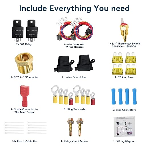 Dual Electric Fan Relay Kit Electric Radiator Fan Kit Temperature Sensor Switch 200 On 185 Off Automotive Wiring Kit 60 Amp Cooling Fan Relay Switch Kit 4 Pin Waterproof Relay Kit