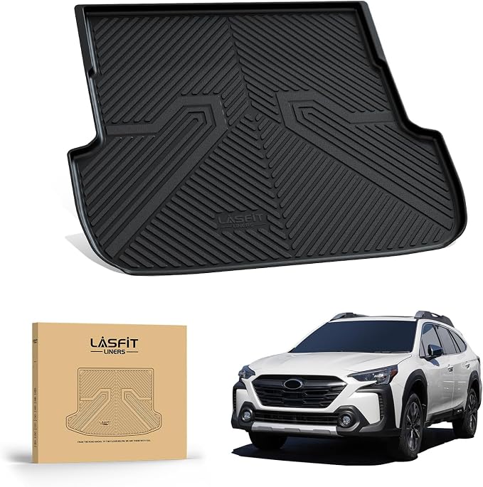 LASFIT Cargo Tray Liner for Subaru Outback 2020-2025 Trunk Mat, All Weather TPE Custom Fit Easy Clean Durable No-Curling Cargo Mat for Outback 2025 2024 2023 2022 2021 2020 Trunk Tray Liner, Black