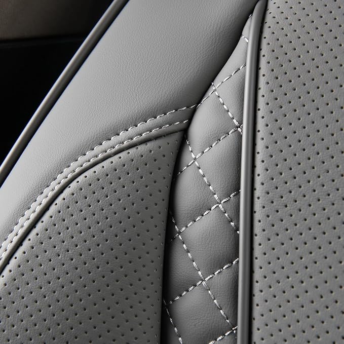 Coverado Car Seat Cover Front Seat, Gray Seat Covers Front Seats, Nappa Leather Waterproof, Car Seat Cushion, Car Seat Protector Universal Fit Most Cars