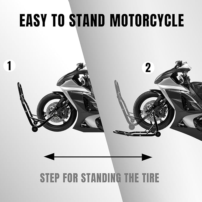 Motorcycle Stand Lift, Universal Paddock Lift Stand, 1100lbs Front Rear Combo Stand Lift Stand, Rear U+L Fork Swingarm Spool Stand 2-Pack Black