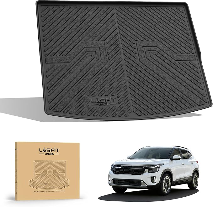 LASFIT Cargo Mat for Kia Seltos 2021-2026 (Only Fit with Cargo Floor in the Lower Position), All Weather TPE Custom Fit Car Trunk Mat Cargo Liners Accessories, Black