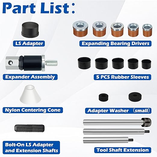 Cam Bearing Install Tool & Engine Cam Bearing Remove Kit Complete Installation & Removal Chevy LS Engine - Covers Most Domestic and Import Vehicles, Patented
