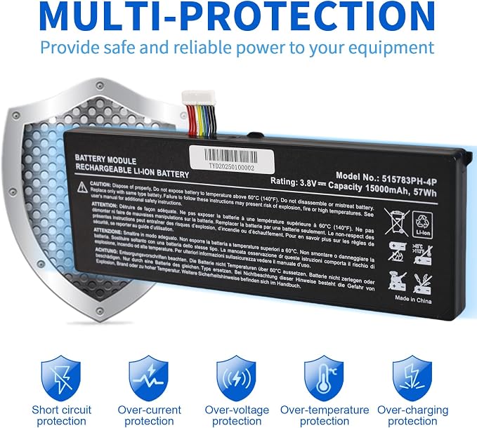 Replacement Battery for Autel MaxiCom MK908: 515783PH-4P for MaxiCOM MK908 MK908P MaxiSys Pro Elite Series Rechargeable Battery 15000mAh