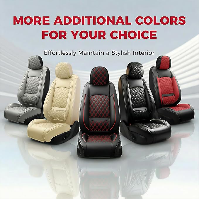 Car Seat Covers Compatible with Ford Bronco Sport 2021-2026-Full Set 5 Seats Luxury Leather All-Weather Seat Cushions & Protectors, Waterproof & Breathable, Airbag Compatible (Whiteline)
