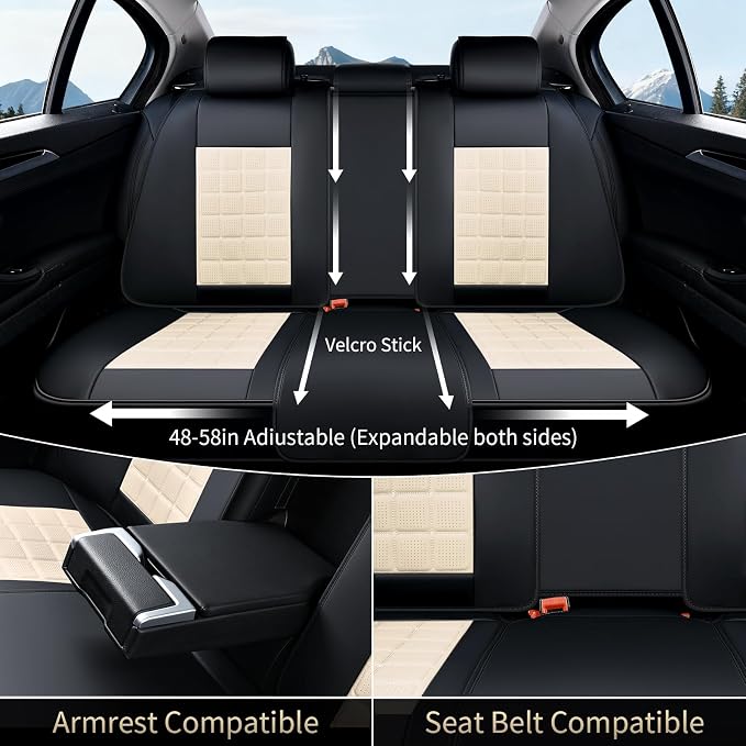 FLORICH Seat Cover, Leather Car Seat Covers Full Set, Waterproof Car Seat Protectors 5 Seats, Front and Rear Seat Covers for Cars, Breathable Automotive Seat Covers Protector Fit for Most Cars Truck