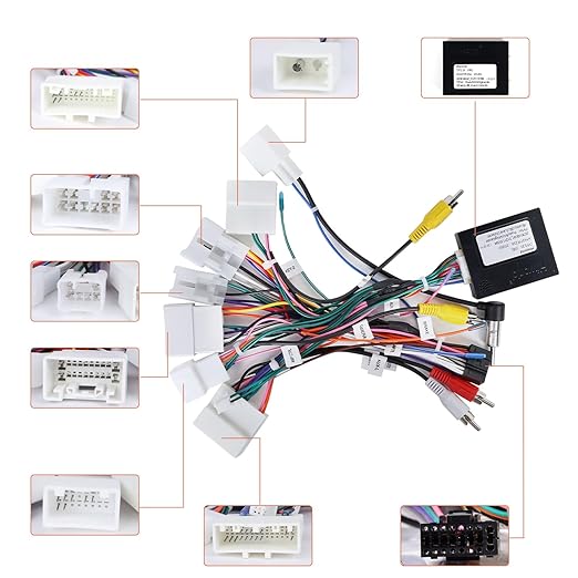 Radio Harness Adapter Wiring Harness with J-BL Canbus Compatible with Corolla Camry RAV4 4Runner Tundra Prado CHR Highlander, 16Pin Android ISO Stereo Connector Support OEM Camera, SWC