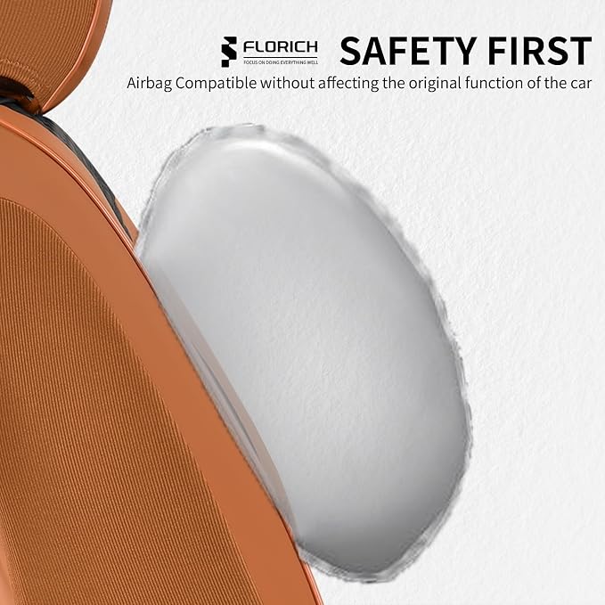 FLORICH Seat Cover Full Set Automotive Seat Cover 5 Seats Leather Waterproof Car Seat Cover Easy installation Non-slip Comfort Cushion Universal Fit for Most Car Truck SUV Seat Protection, Brown&Black