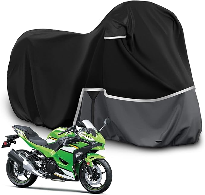Waterproof Motorcycle Cover Replace for Kawasaki Ninja 400 500 650 Z900 Zx6r Street Without Trunk Model, 420D Oxford Cloth Motorcycle Cover for Snow Rain Dust Protection