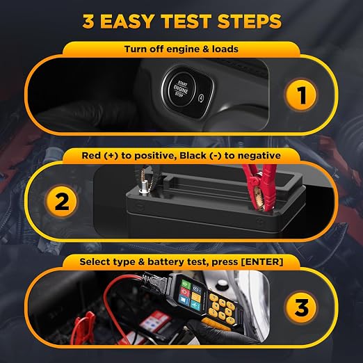 BT460 12 24v Car Battery Tester 30-2000 CCA Battery Load Tester Automotive Battery Tester with Cranking Charging System Test,2.8" Color Display and Data Review