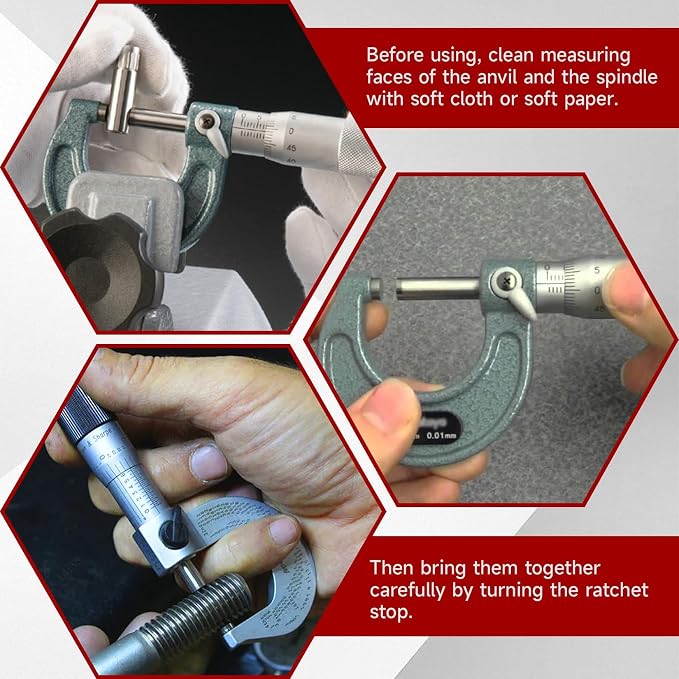 findmall 0-6" Outside Micrometer Set (0-1", 1-2", 2-3", 3-4", 4-5", 5-6"), 0.0001" Accurate Carbide Ratchet Handle Accuracy Machinist Tool Set with Carbide Tip
