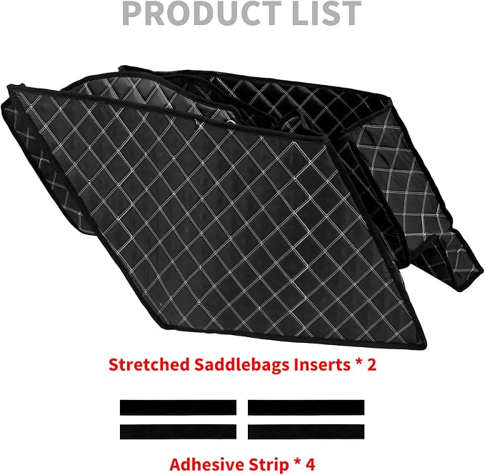 5'' Stretched Saddlebag Liners Inserts White Thread Compatible with Harley 2014-2023 1 Pair