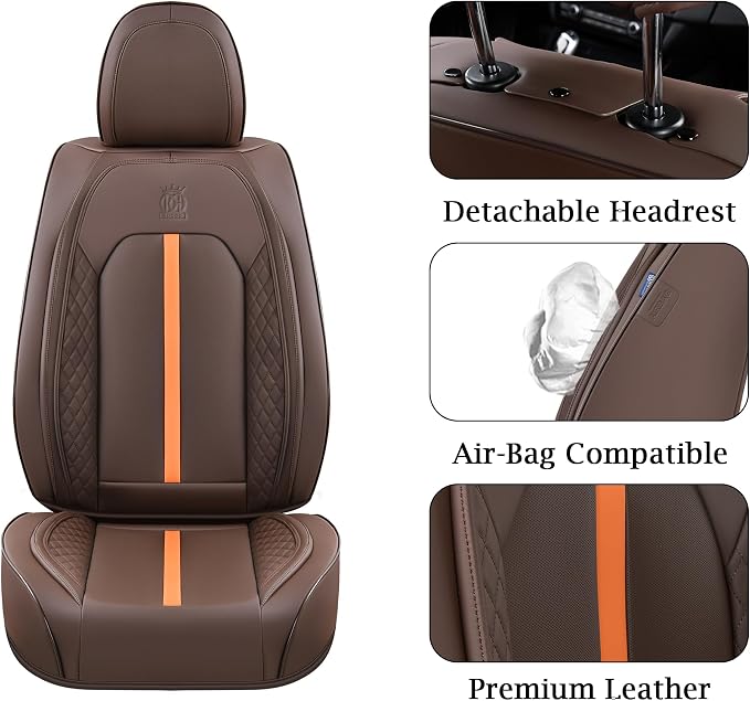 Doogo Automotive Seat Covers, Car Seat Covers 5 Seat, Leaher Car Seat Protectors, Front and Rear Car Seat Covers, Driver Seat Cover Auto Accessories Fit for Most Vehicles