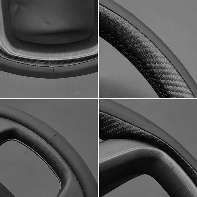 MEWANT Hand Stitch 3D Style Real Leather Steering Wheel Protector Wrap Cover for GMC Sierra 1500 2019-2023/Sierra 1500 Limited 2022/Sierra 2500 2020-2024/Sierra 3500 2020-2024/Yukon 2021-2023
