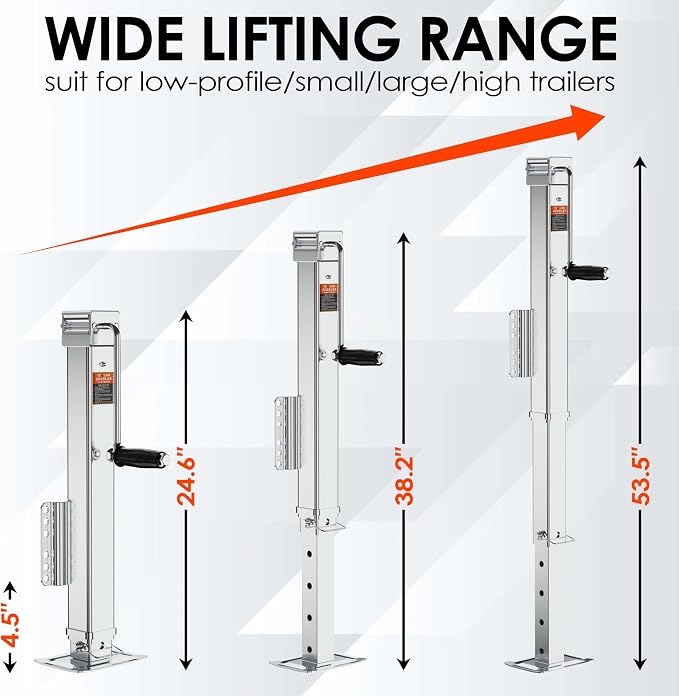 YOMILINK 8000 lbs Trailer Jack, Bolt-On, 28.6" Vertical Travel, Heavy Duty, Adjustable Drop Leg, for Utility Trailer, Yacht, Boat,Silver