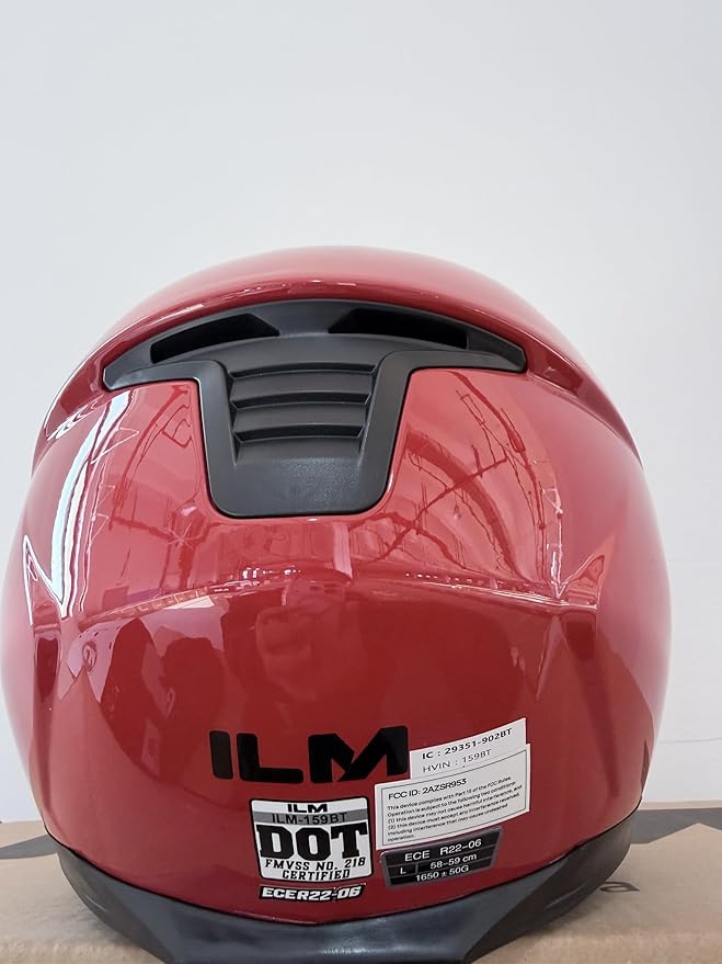 ILM Bluetooth Motorcycle Modular Helmet 2-3 Riders Intercom Flip up Full Face Helmet with Dual Visor DOT Model 159BT (Red, L)
