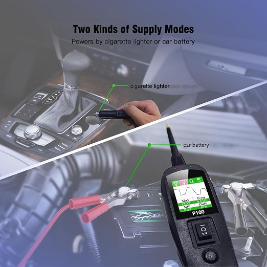 TopDiag P100 Automotive Circuit Tester 12V 24V Tester, Car Electrical Test Tool Kit AC DC Digital Voltage Tester, Auto Diagnostic Kit (P100 10M)