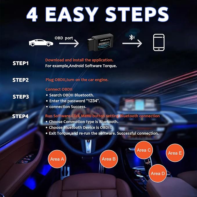 Obd2 Bluetooth ELM327 v1.4 Scanner with PIC18F25K80 Original Chip, Car Code Reader Compatible for 1996+ Vehicles,Works with Torque App in Android,Windows and Symbian System(NOT iOS)