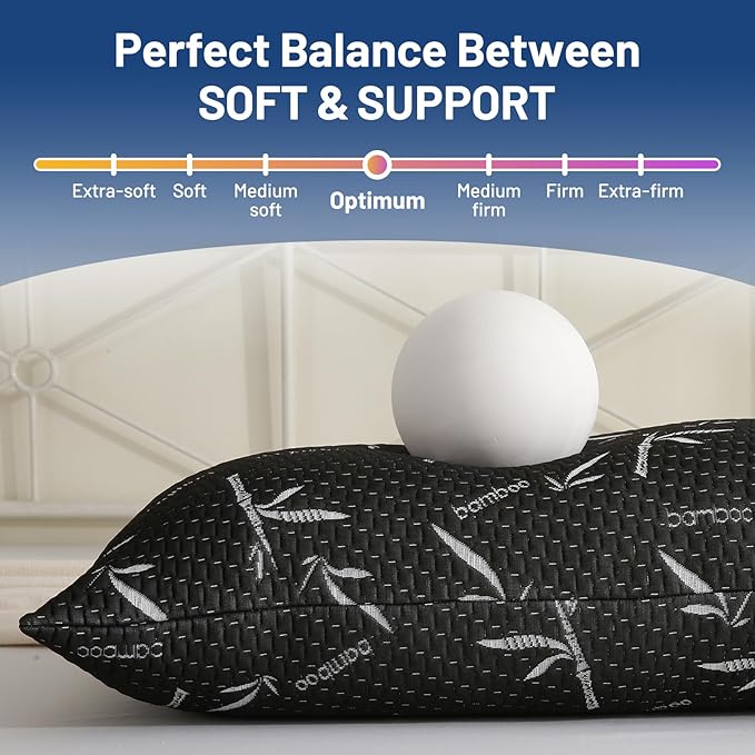 Primesoft Full Body Pillow with Removable Pillowcase for Adults,(Memory Foam Filling)(Long Pillow for Side Sleepers) (Fluffy and Firm)(Adjustable Filling)(20×54 Inch,Black)