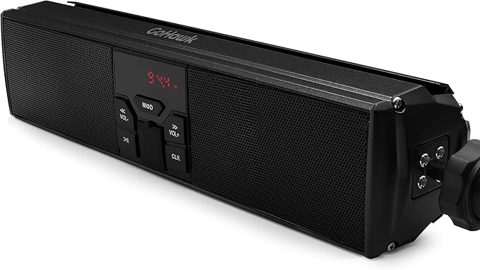GoHawk Motorcycle Speakers Bluetooth - Built-in Amplifier Waterproof Radio Audio System, AUX/FM Radio/USB MP3 Player with LED Lights for Harley, Dirt Bike, UTV, ATV