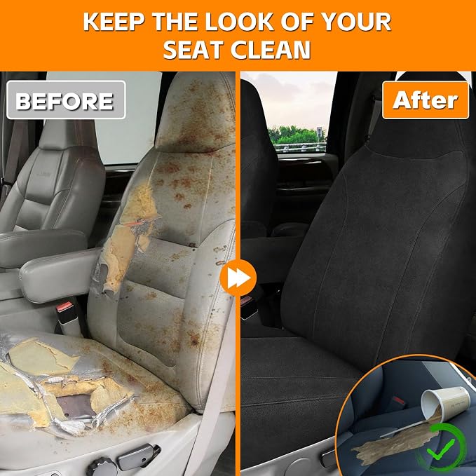 Front Seat Covers Compatible with 1999-2001 Ford F150-F550 Front Captain Chairs with Molded Headrests and Armrests, Heavy Duty Dutch Velvet Fabric
