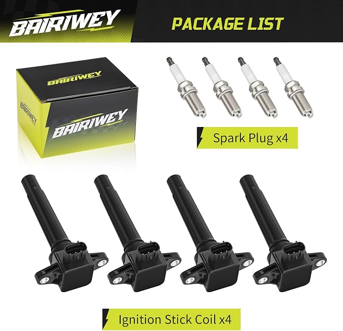 4Pcs Ignition Stick Coils with Spark Plug Compatible with Yamaha TX1800 RX1800 SXT1800 XAT1800 BXT1800 FB1800 FC1800 GX1800 FX1800 2008-2023 6S5-82310-02-00