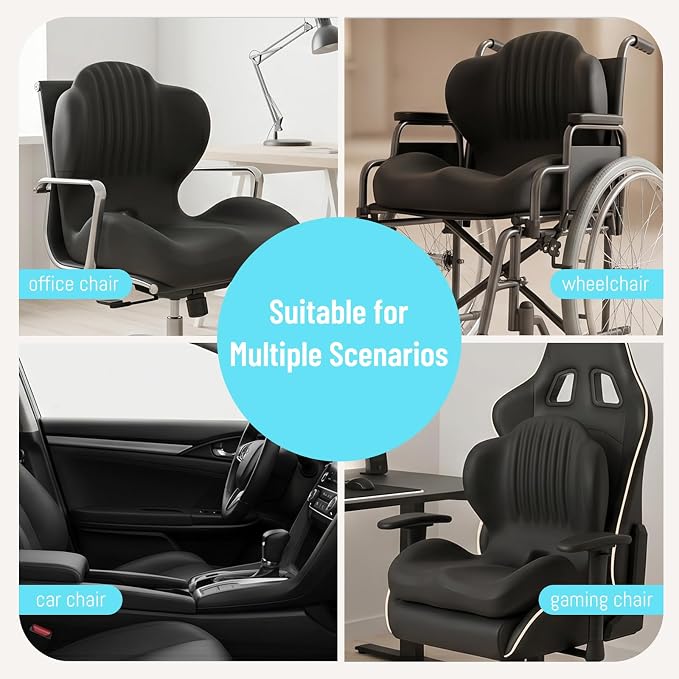 Ergonomic Seat Cushion, Office Chair Seat Cushions with L-Shaped Design, Memory Foam Seat Cushion for Home Car Chair Wheelchair
